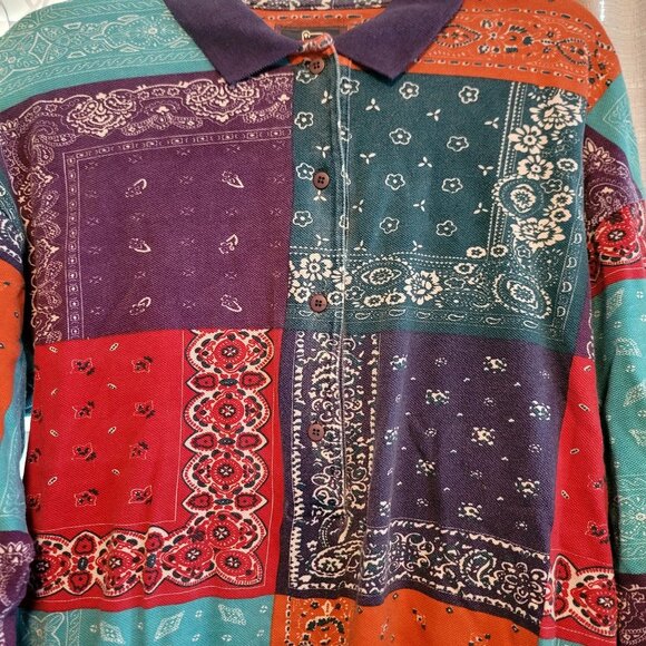 Woolrich Womens Vintage Deadstock Patchwork Bandana Long Sleeve Boho Medium - Picture 2 of 9